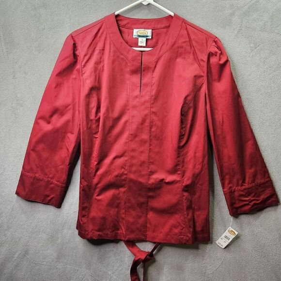 Talbots Blouse Womens Size12 Red Short Sleeve Zipper Belted Zipper Casual Top - Picture 1 of 9